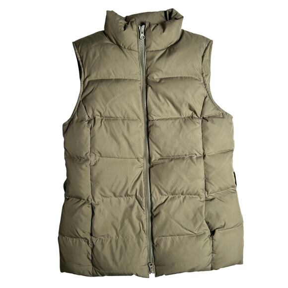 Vintage Gap Goose Down Tan Puffer Vest Size Small Full Zip Pocketed - Picture 1 of 9